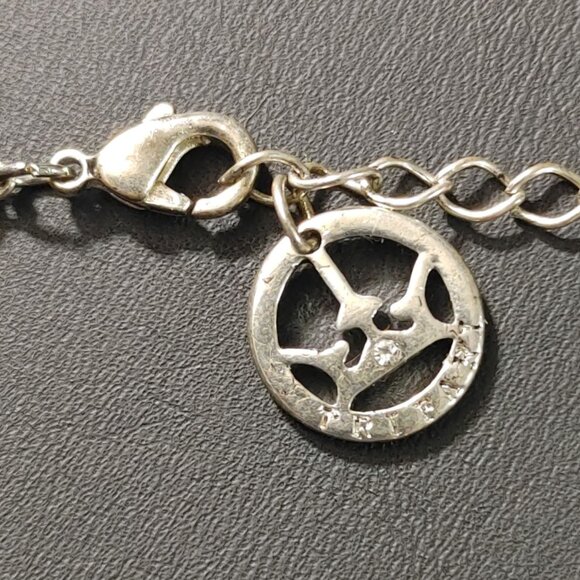 Crown Trifari Crystal Pave Necklace Vintage Silver Tone Filigree Clear Cushion - Picture 2 of 12